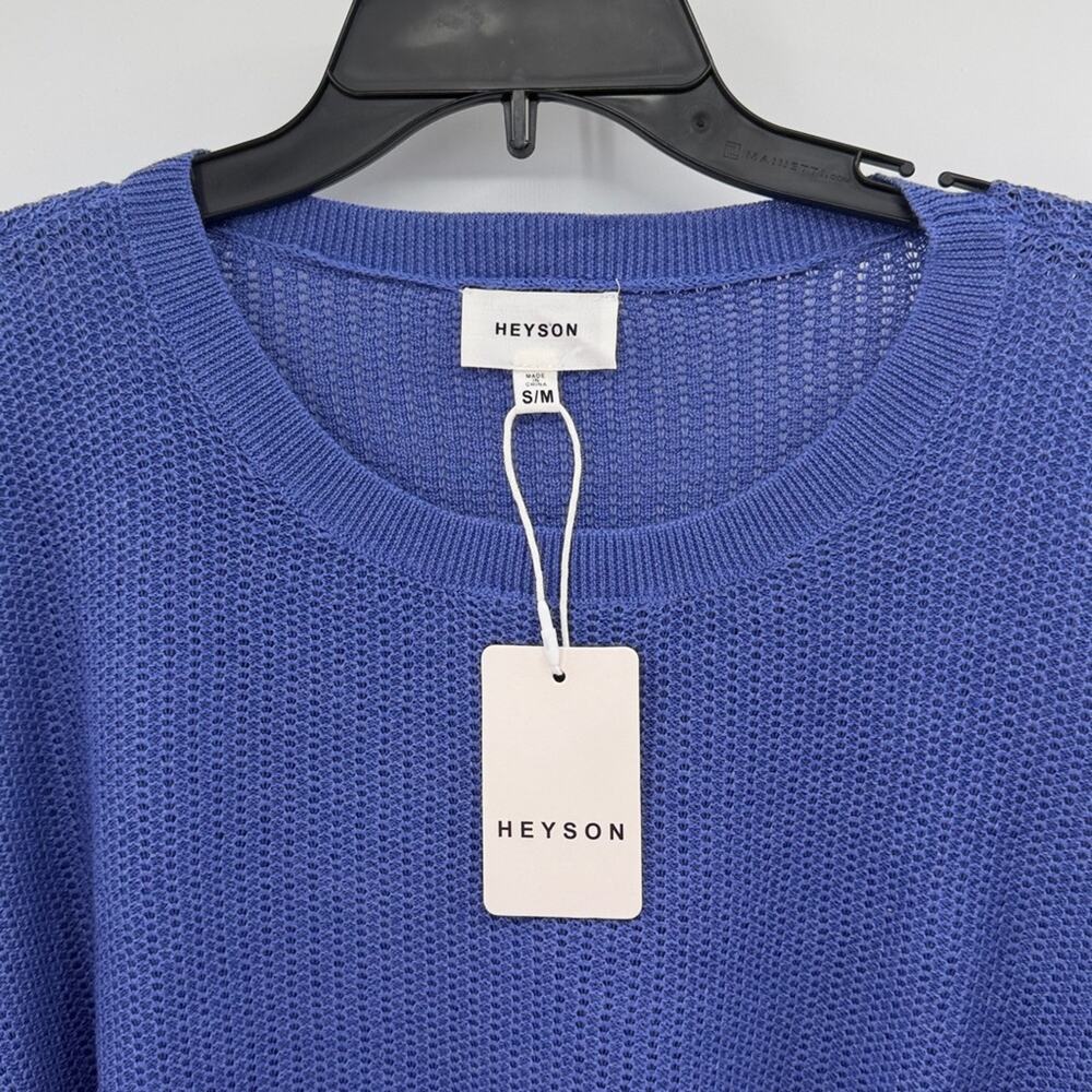 Heyson Women's Lightweight Knot Scoop Neck Sweater - Blue - S/M - NWT - Picture 2 of 5